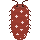 pixel art of a red isopod with white polka dots